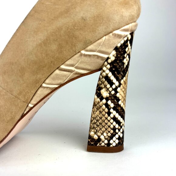 Chic Jessica Simpson Suede Pumps with Snakeskin Block Heels – Size 7.5 - Picture 7 of 13